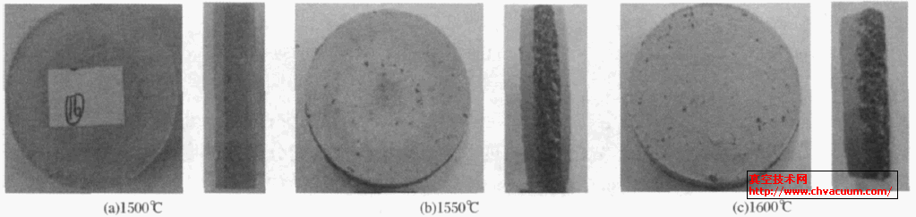 不同温度下复合材料正面及断面图