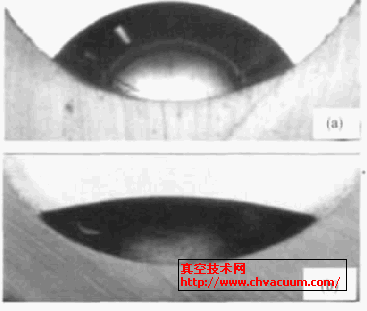 PVC 细管内表面上的水滴形态