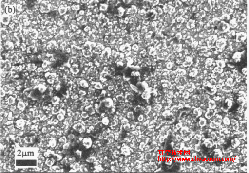钛试件表面形貌×2000 (a) 未渗氮钛试件(b) 渗氮2h 后表面形貌