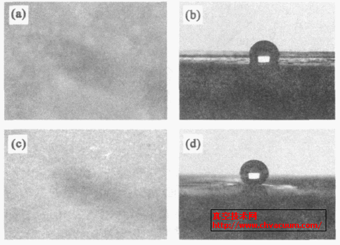 载玻片和单晶硅表面沉积氧化硅薄膜后的薄膜状态数字光学显微镜照片