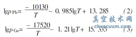 铅、铜的蒸发常数值