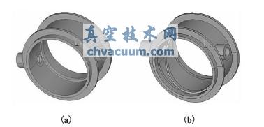 垂直和斜置筋板下的阀座三维模型