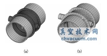 垂直和斜置筋板下的阀座网格划分模型