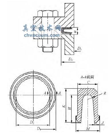 U 形金属密封环安装及结构示意图